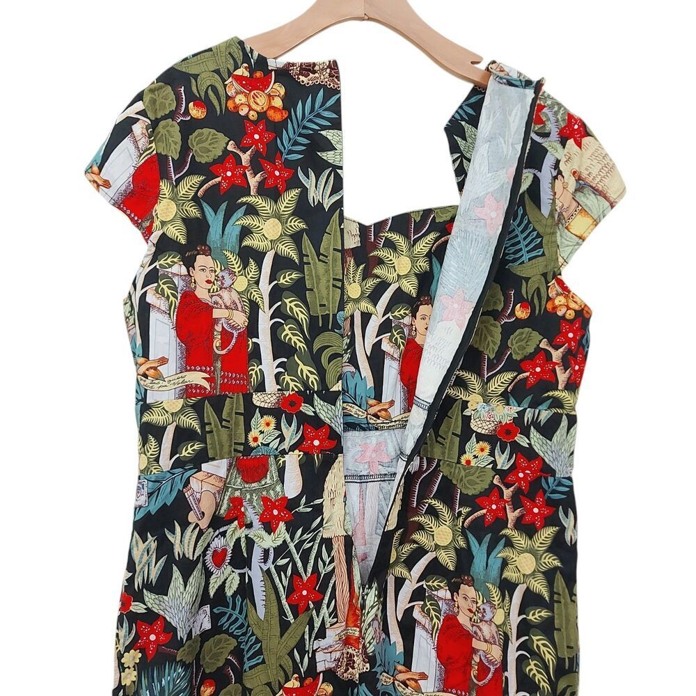 Grace Karin Dress Womens 2XL Sheath Frida Kahlo Print Wearable Art Cap Sleeve - Picture 7 of 12